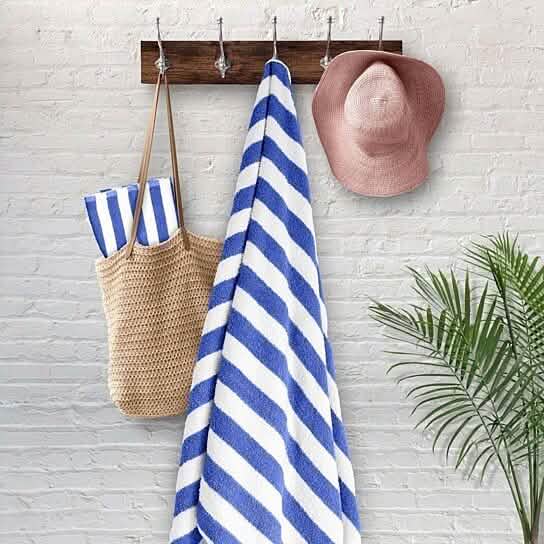 3-Pack: 30" x 60" Ultra-Soft 100% Cotton Striped Pool Cabana Hotel Beach Towels