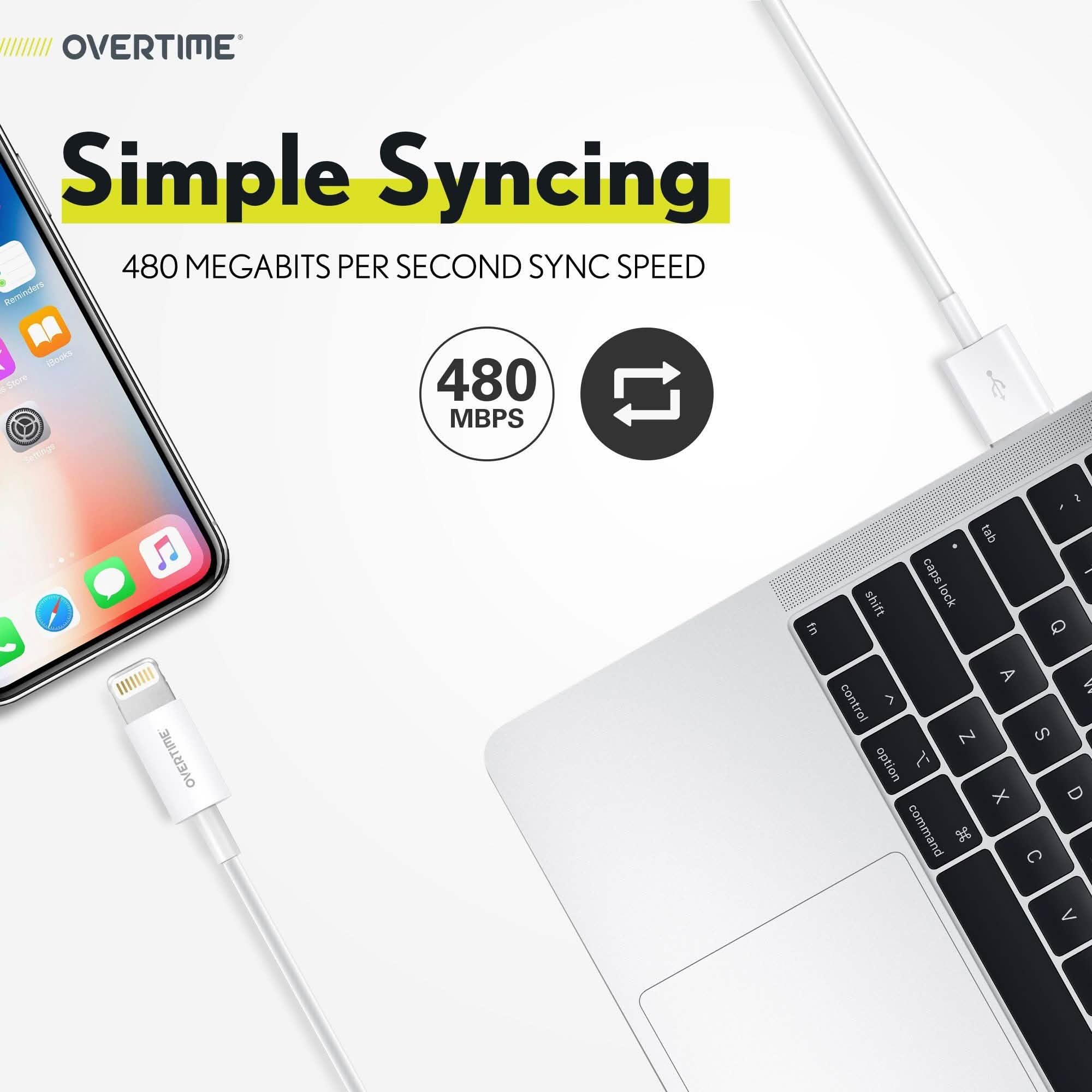 3-Pack: 4 Ft. Overtime Apple MFi Certified Lightning Cable