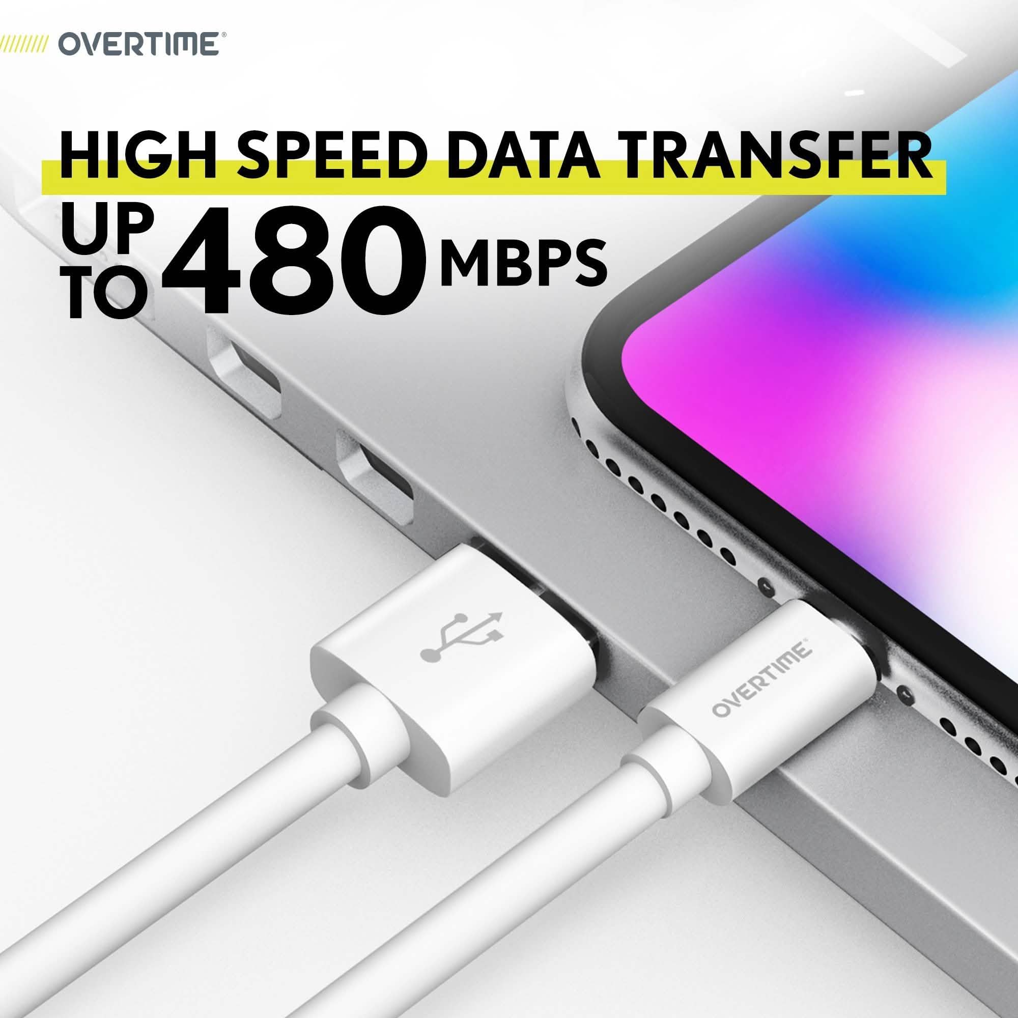 3-Pack: 4 Ft. Overtime Apple MFi Certified Lightning Cable