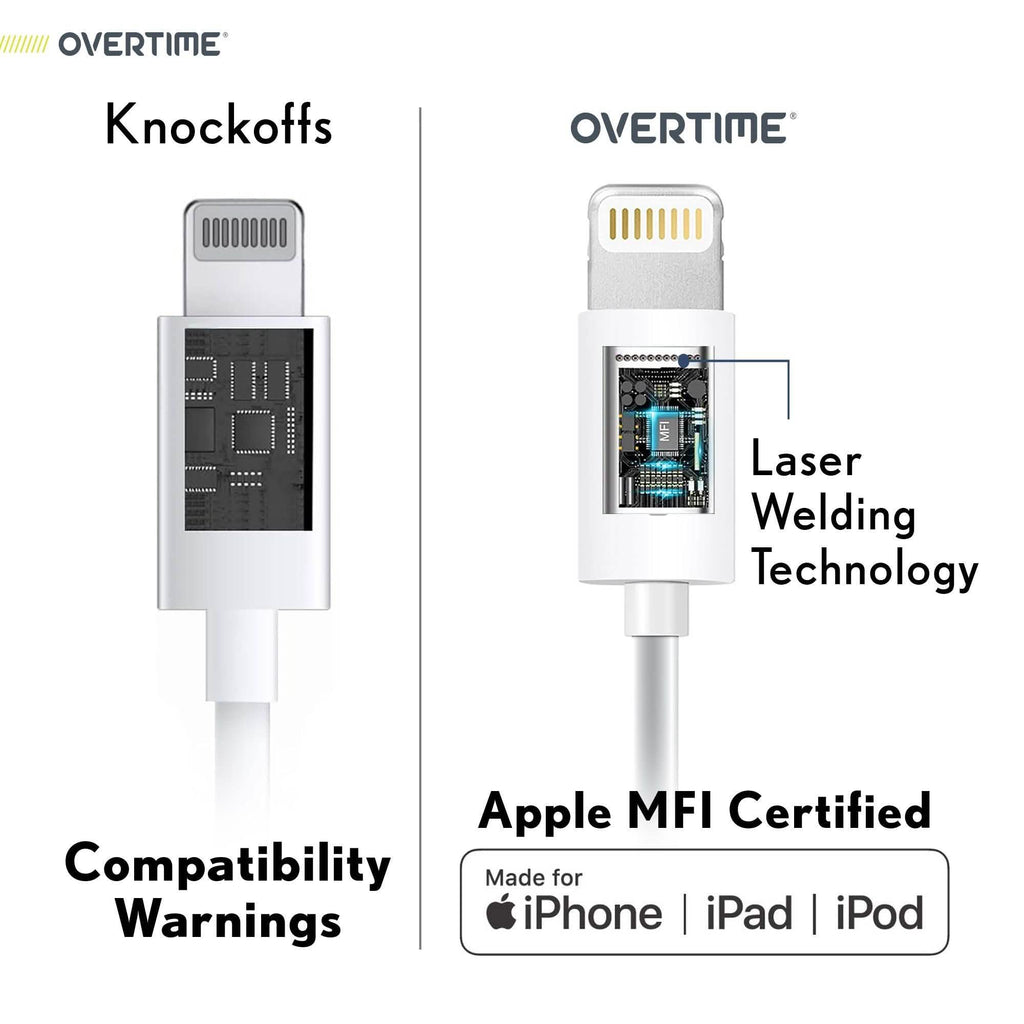 3-Pack: 4 Ft. Overtime Apple MFi Certified Lightning Cable