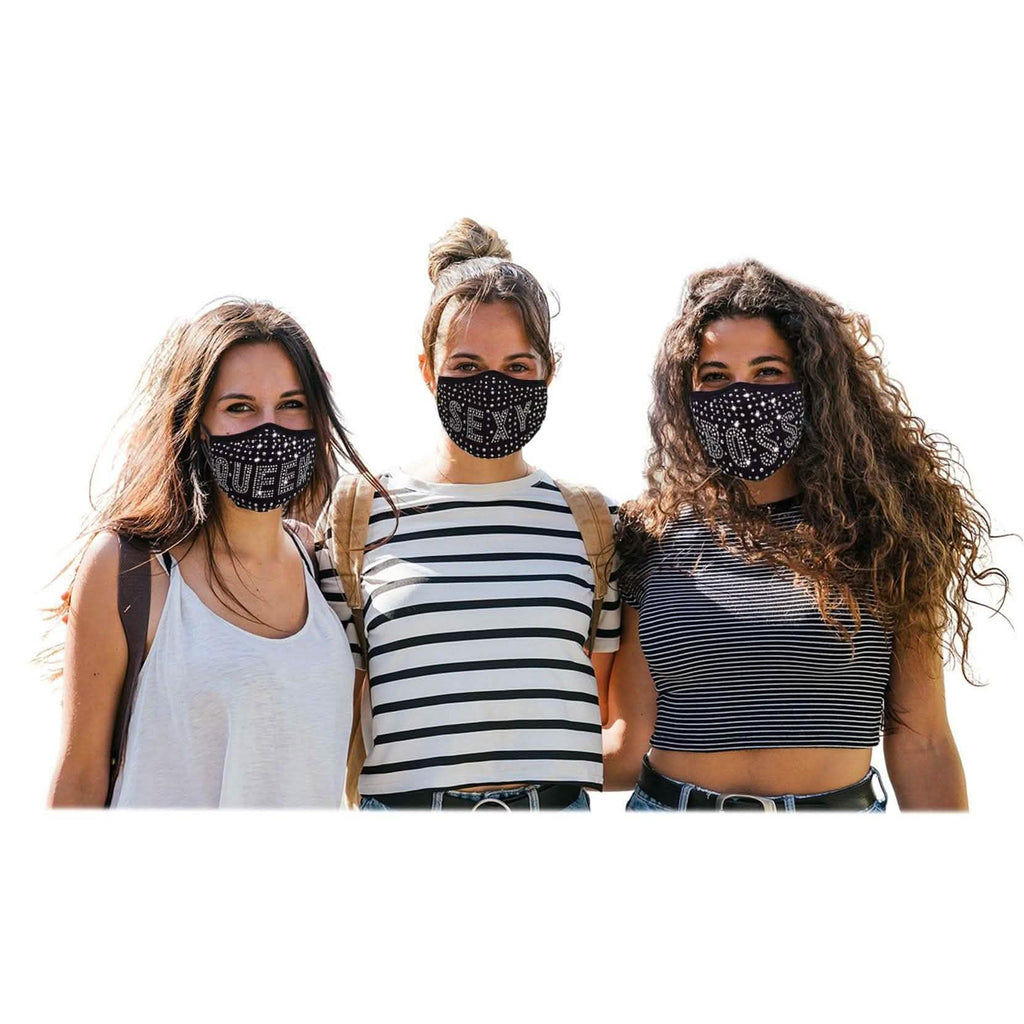 3-Pack: All the Blings Rhinestone Cotton Face Mask