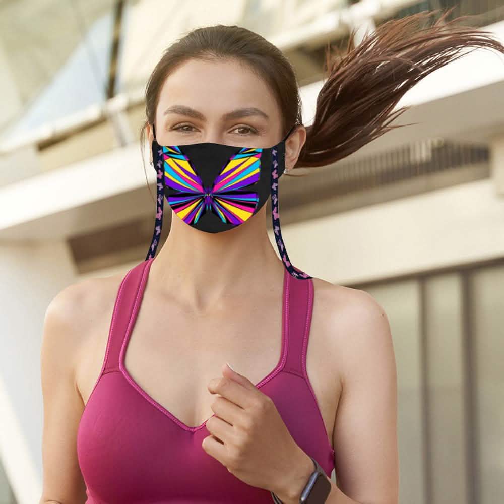 3-Pack: Anti-Lost Easy To Carry Reusable Cotton Face Mask With Lanyard Leash