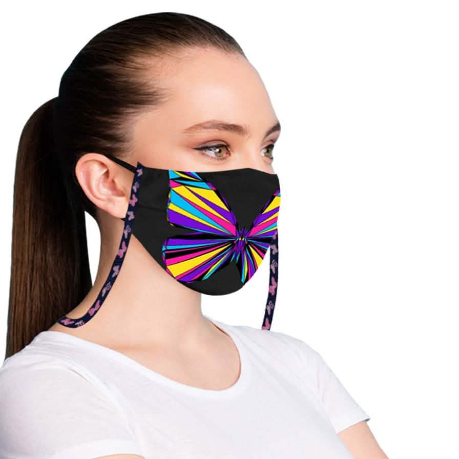 3-Pack: Anti-Lost Easy To Carry Reusable Cotton Face Mask With Lanyard Leash