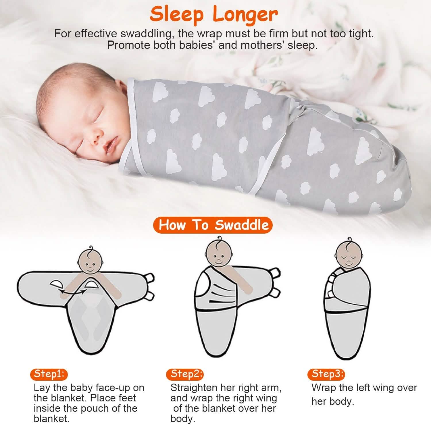 3-Pack: Baby New Born Swaddle Wrap