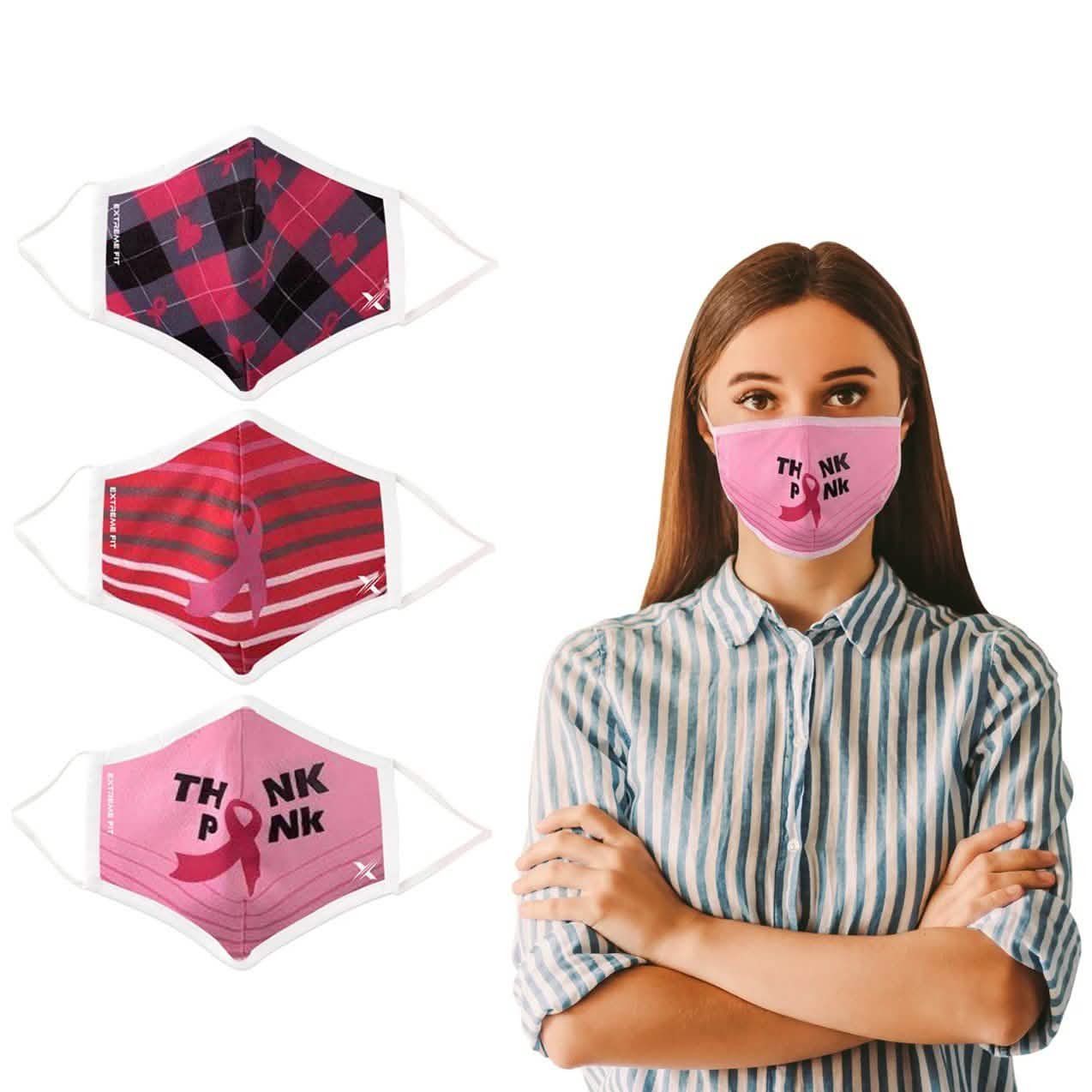 3-Pack: Breast Cancer Awareness Reusable Non-Medical 2-Layer Fabric Face Masks