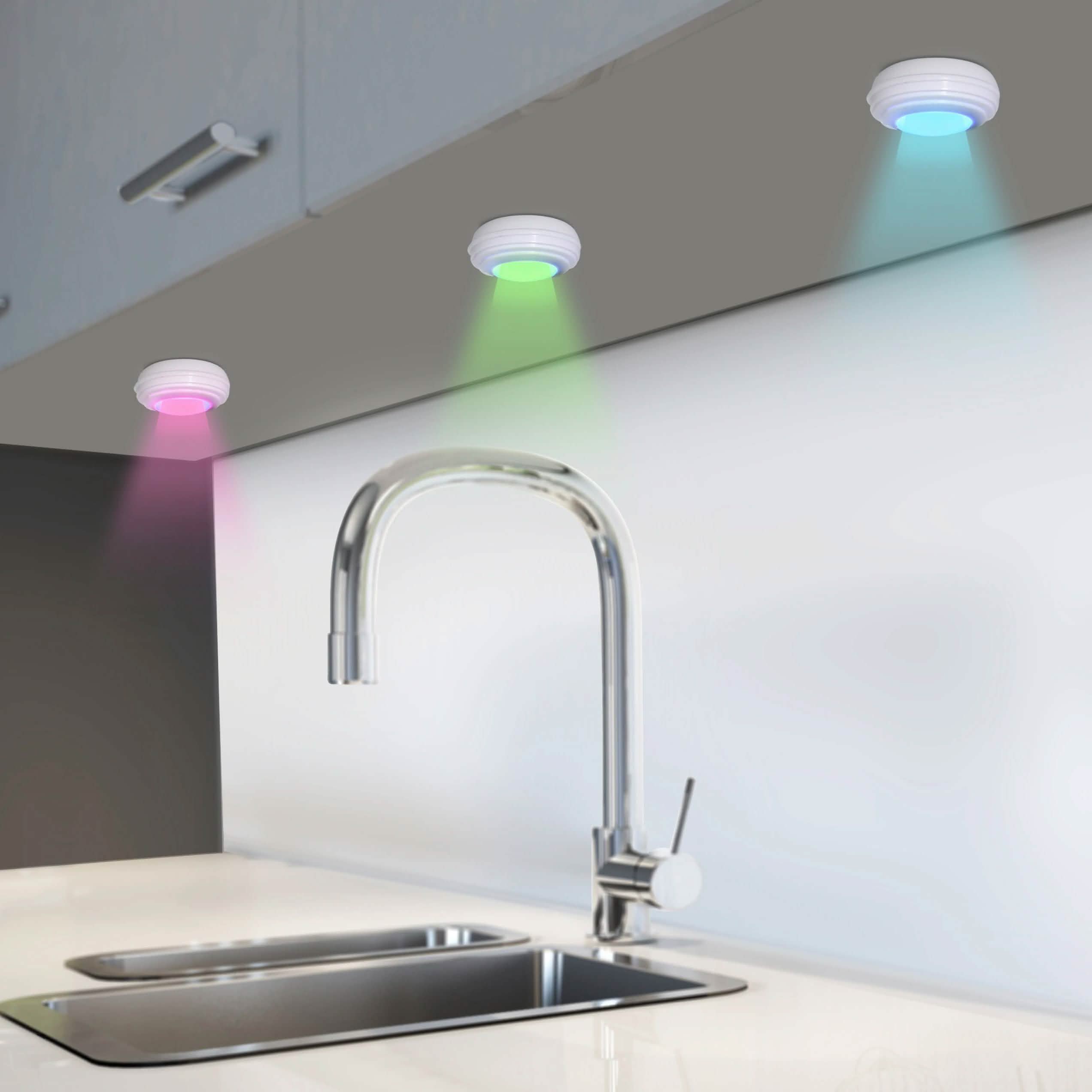 3-Pack: Bright Basics Color Changing Wireless LED Puck Lights w/ Remote Control