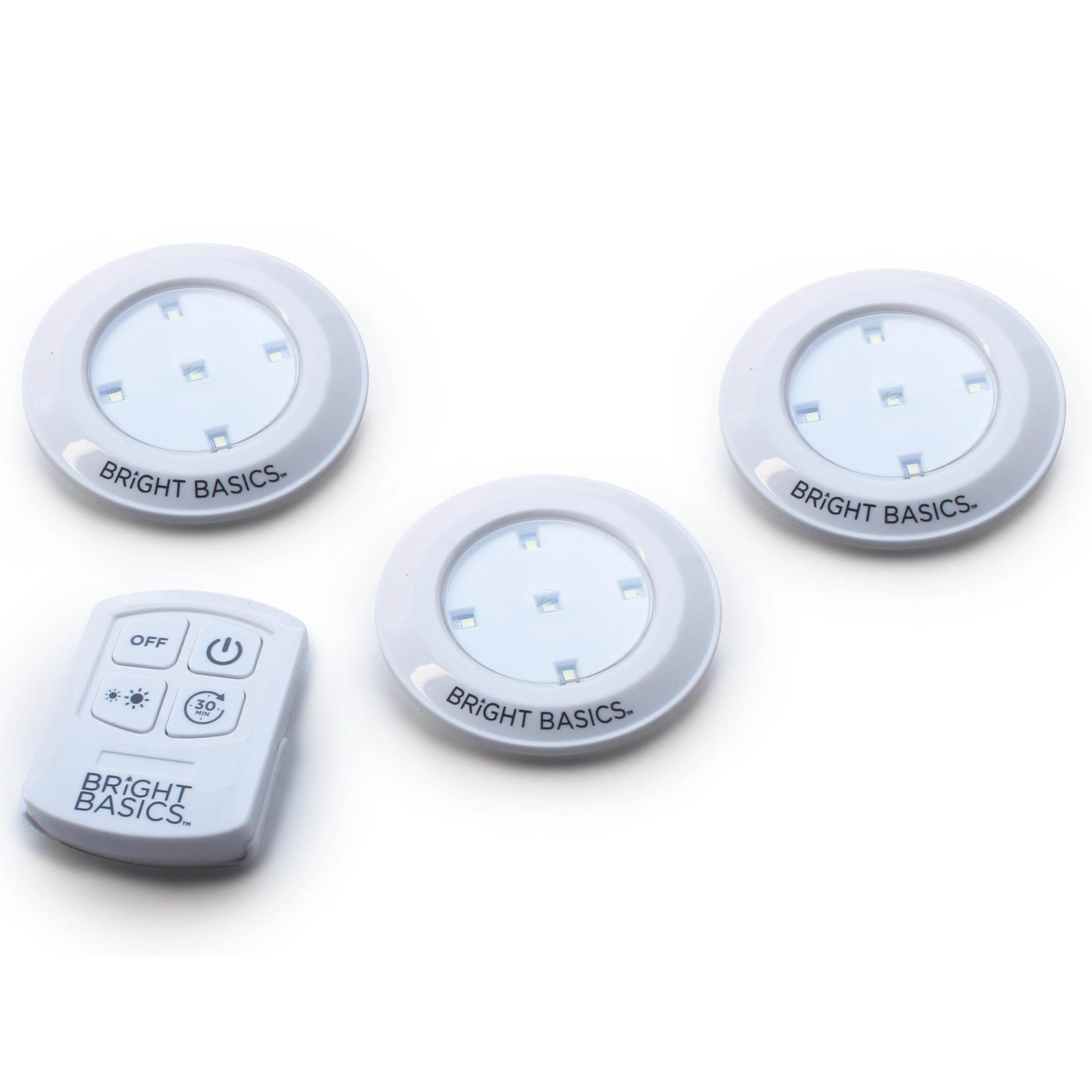 3-Pack: Bright Basics Ultra Thin Wireless LED Puck Lights with Remote Control