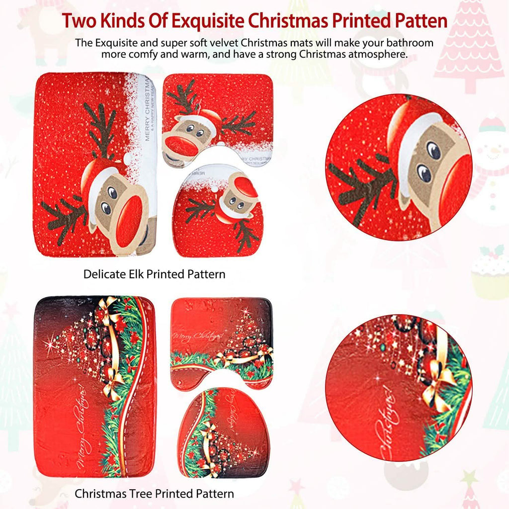 3-Pack: Christmas Bathroom Rugs Set