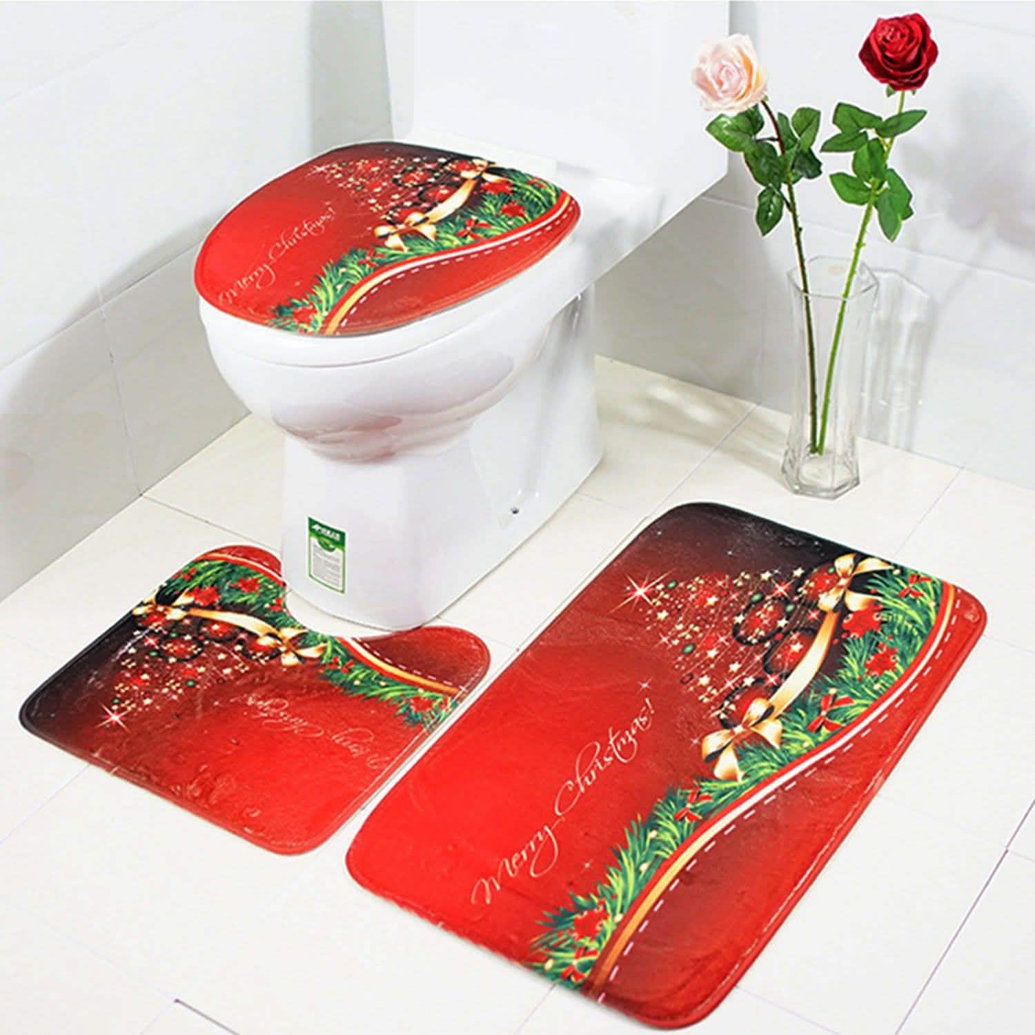 3-Pack: Christmas Bathroom Rugs Set