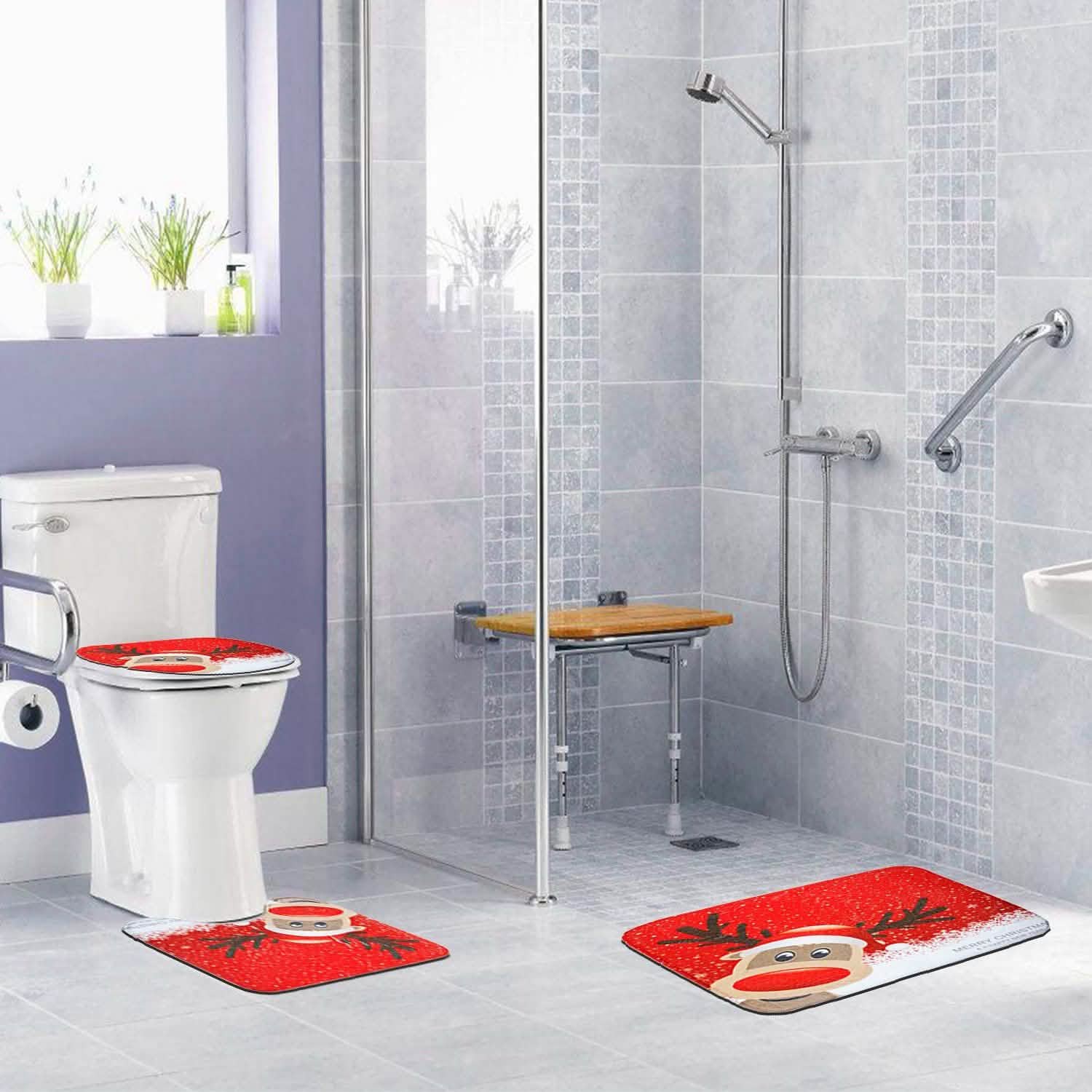 3-Pack: Christmas Bathroom Rugs Set