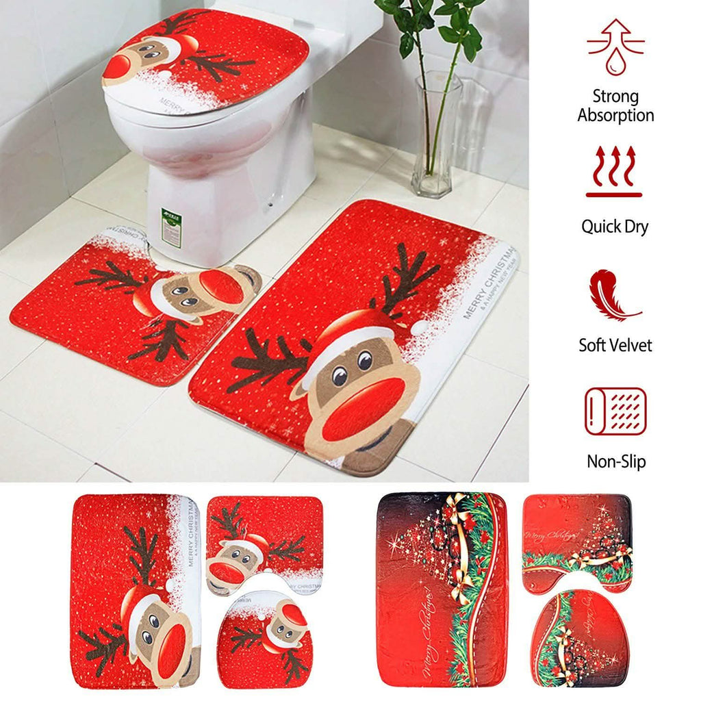 3-Pack: Christmas Bathroom Rugs Set