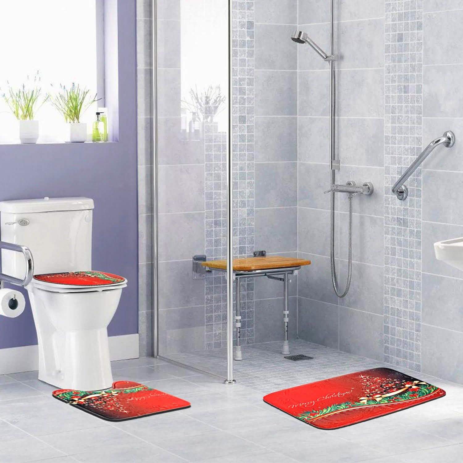 3-Pack: Christmas Bathroom Rugs Set