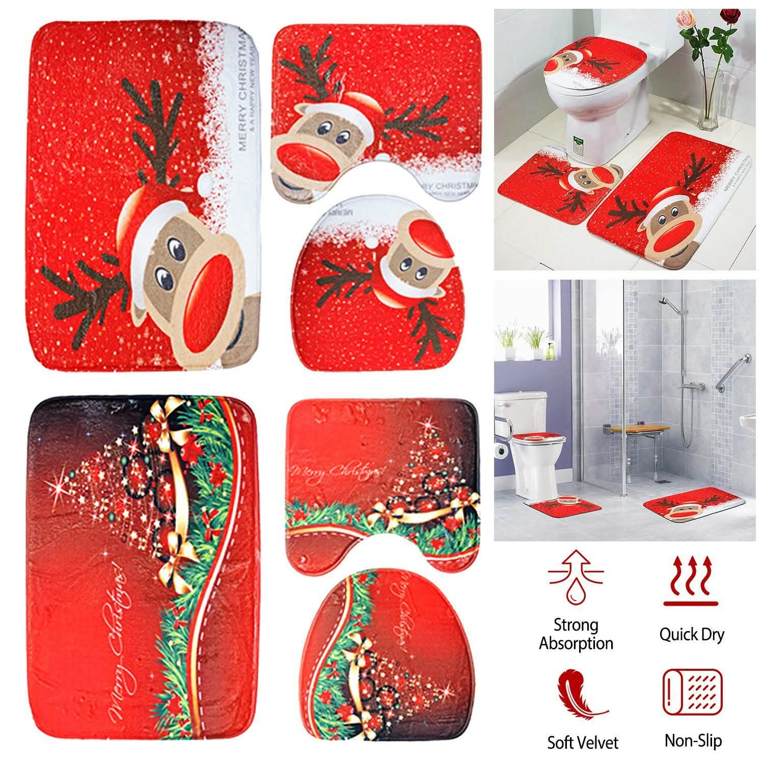 3-Pack: Christmas Bathroom Rugs Set