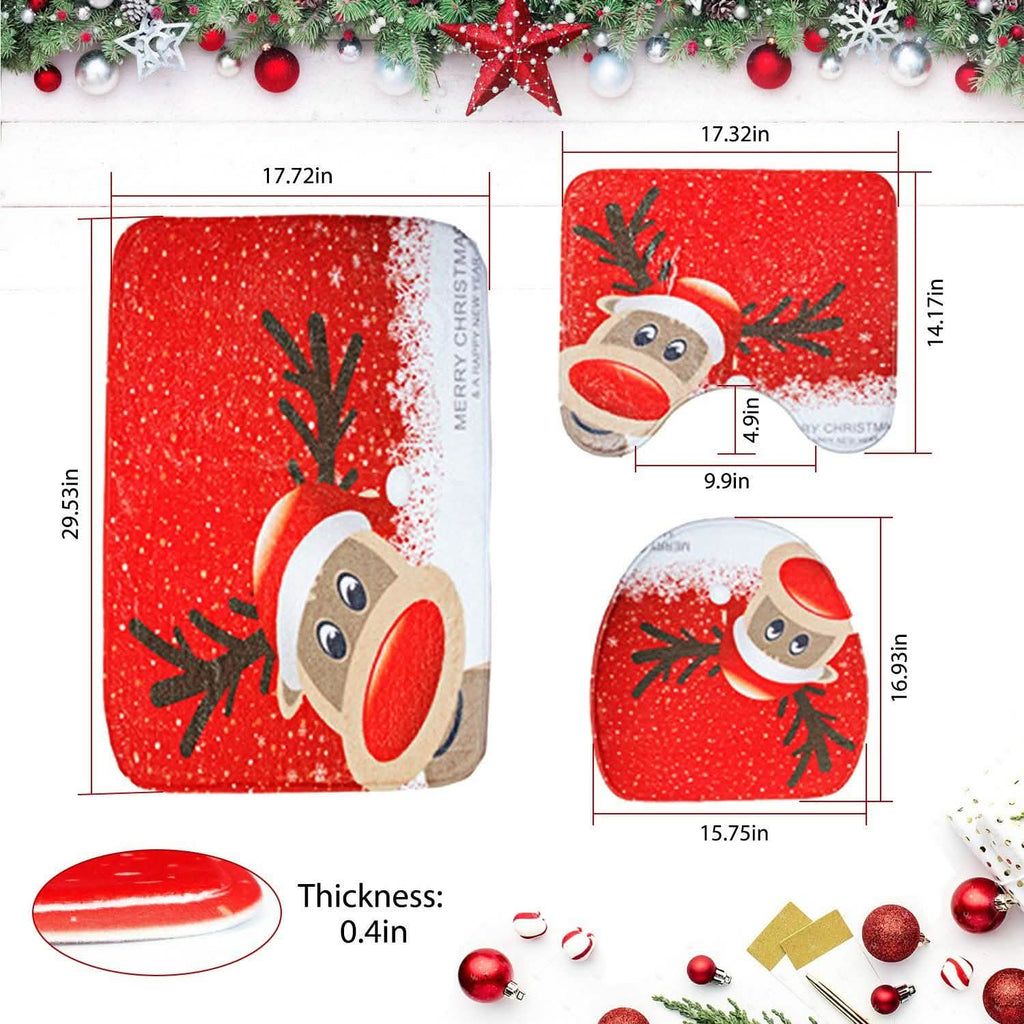 3-Pack: Christmas Bathroom Rugs Set