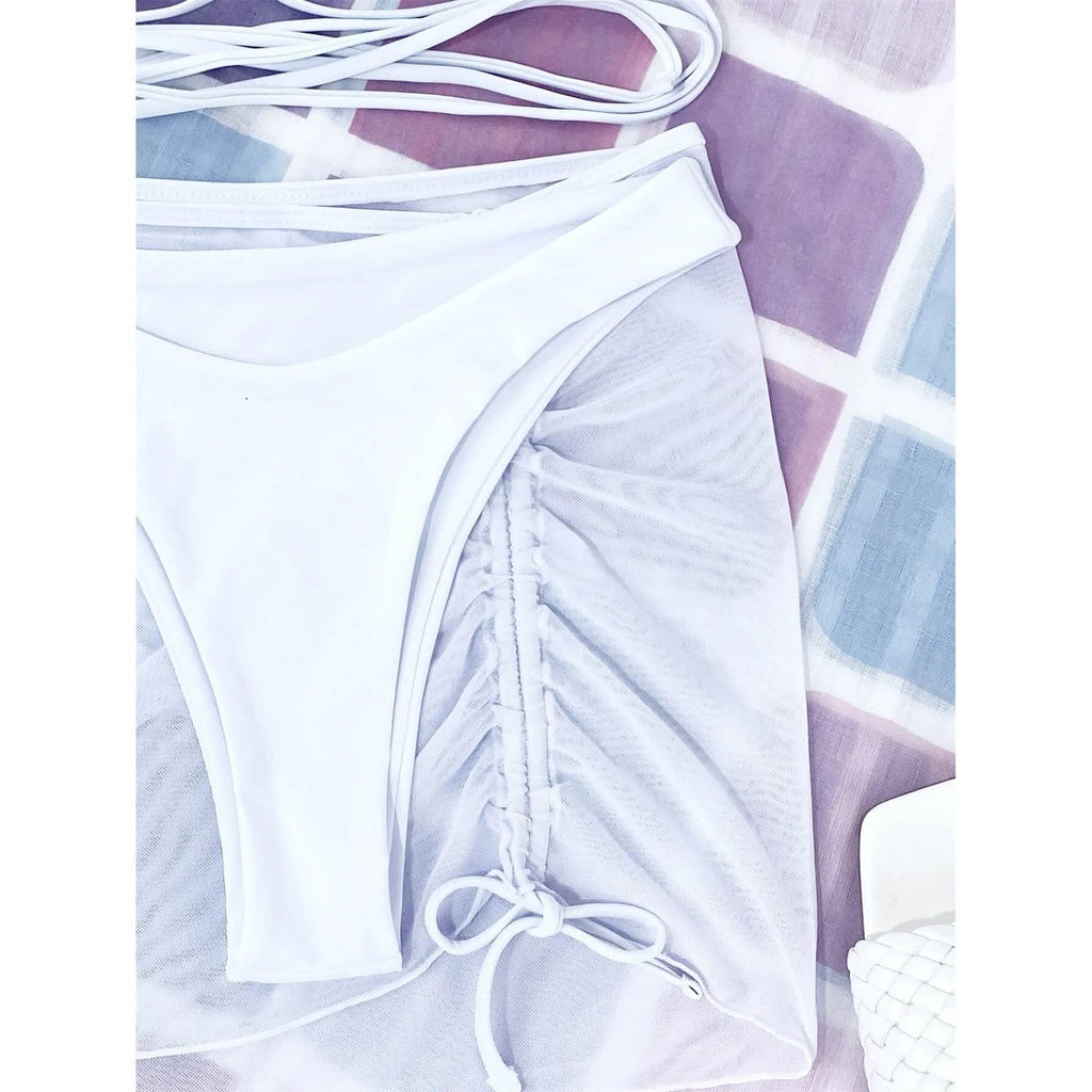 3-Pack: Criss Cross Halter Bikini Swimsuit & Beach Skirt