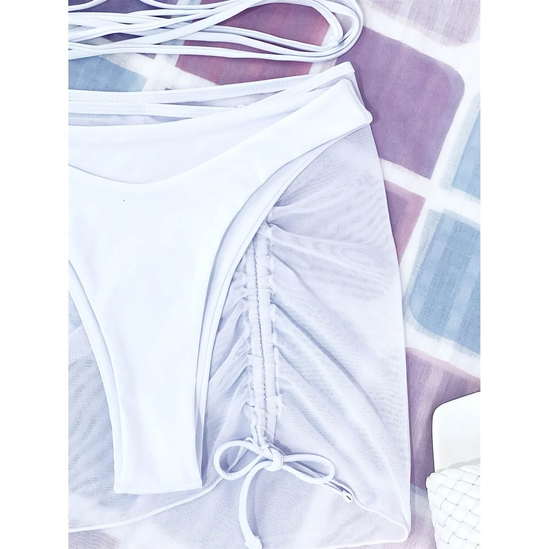 3-Pack: Criss Cross Halter Bikini Swimsuit & Beach Skirt