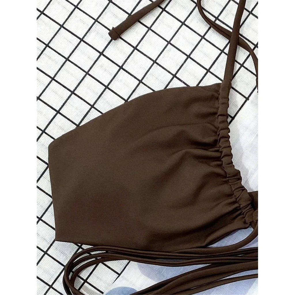 3-Pack: Criss Cross Halter Bikini Swimsuit & Beach Skirt
