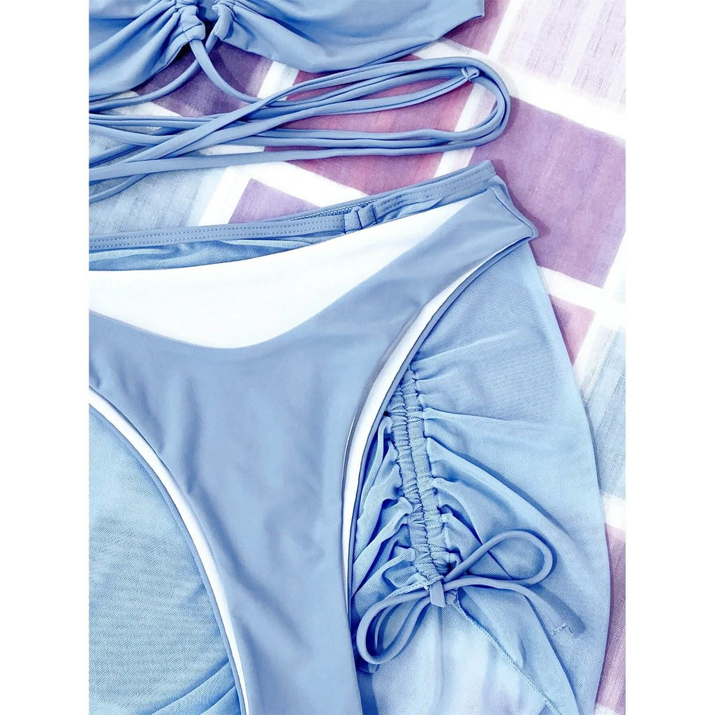 3-Pack: Criss Cross Halter Bikini Swimsuit & Beach Skirt