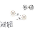 3-Pack: Crystal and Pearl Studs Earring Set
