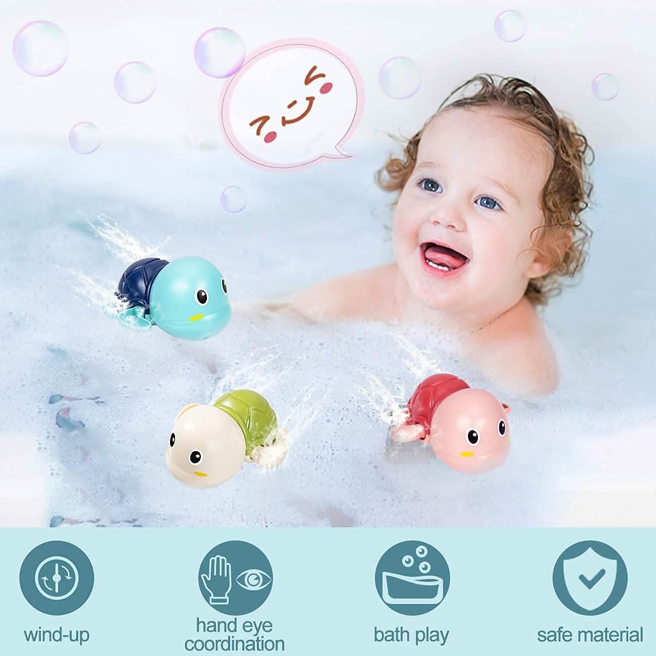 3-Pack: Cute Swimming Turtle Bath Toys