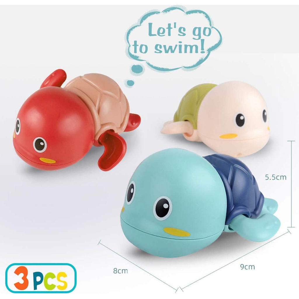3-Pack: Cute Swimming Turtle Bath Toys