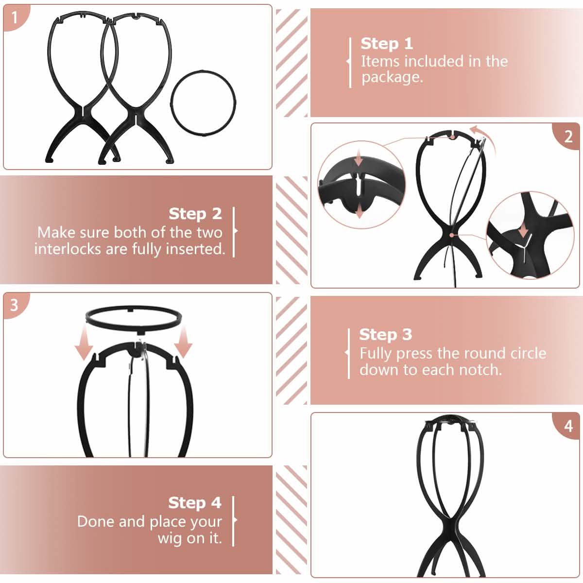 3-Pack: Dreamlover Wig Head Stands for Wigs