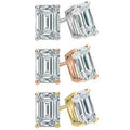 3-Pack Emerald Cut Crystal Stud Earrings Set by Elements of Love