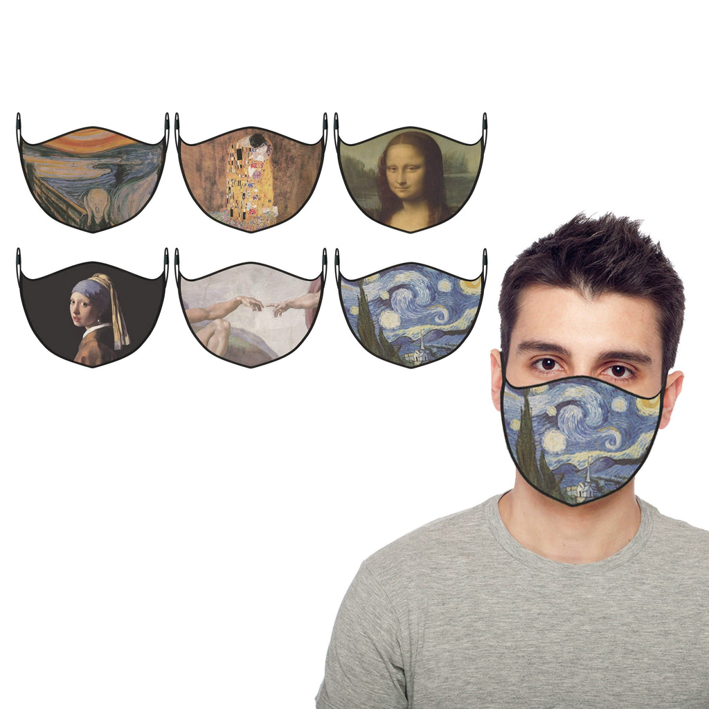 3-Pack: Famous Art Paintings Reusable and Washable 2-Layer Non-Medical Face Mask