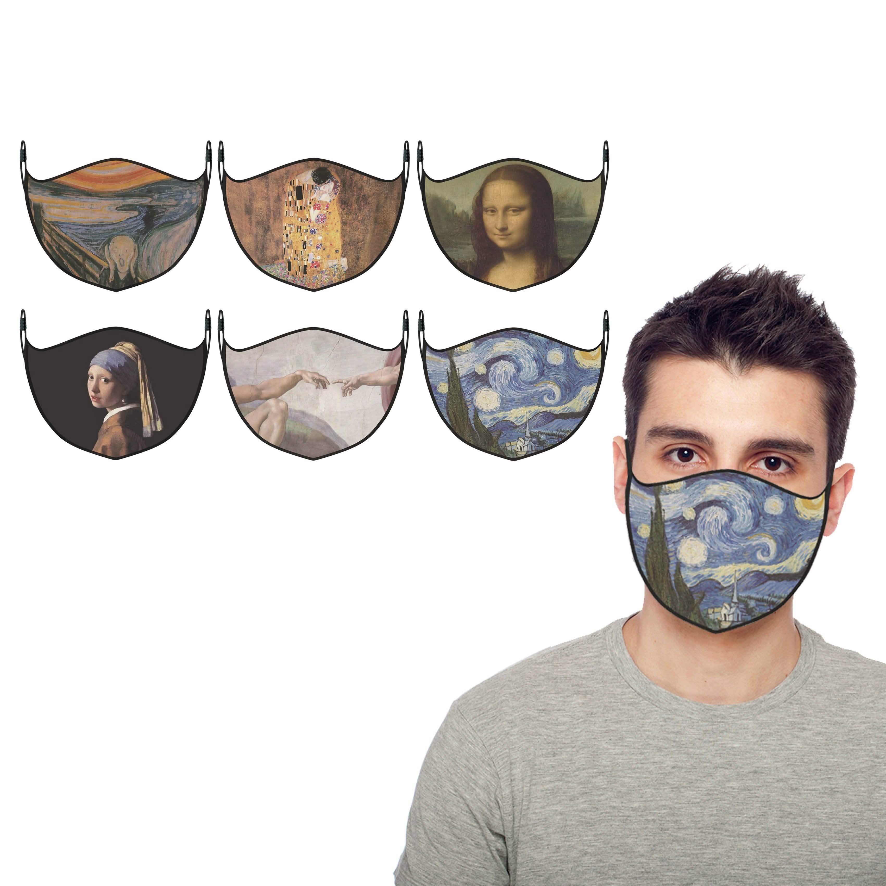 3-Pack: Famous Art Paintings Reusable and Washable 2-Layer Non-Medical Face Mask