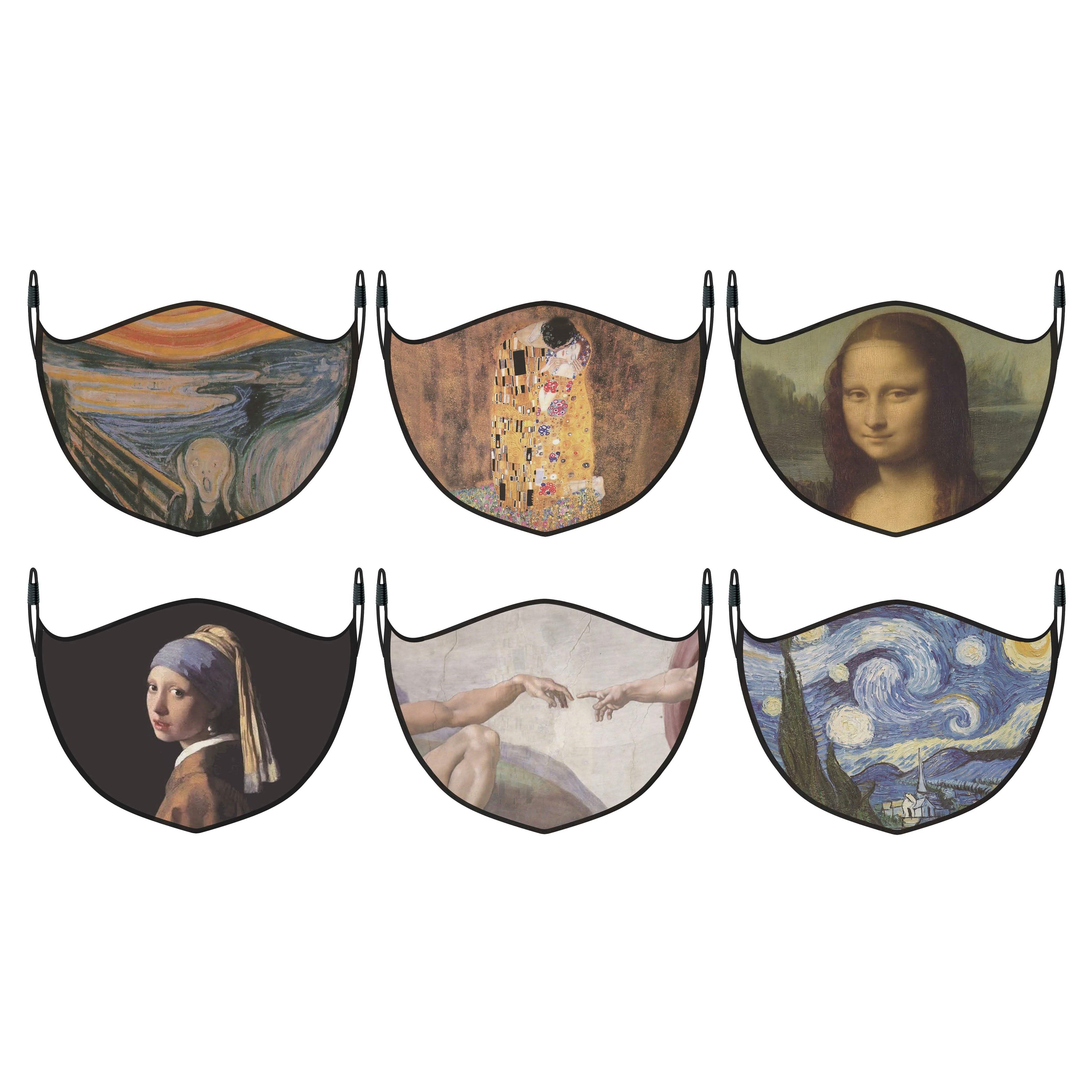 3-Pack: Famous Art Paintings Reusable and Washable 2-Layer Non-Medical Face Mask