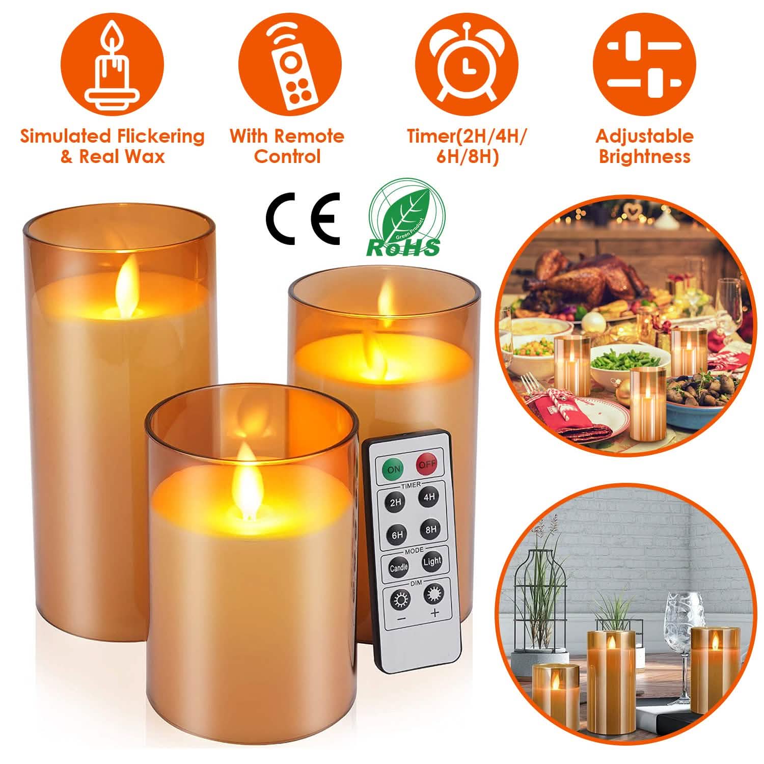 3-Pack: Flameless Battery Operated Candles