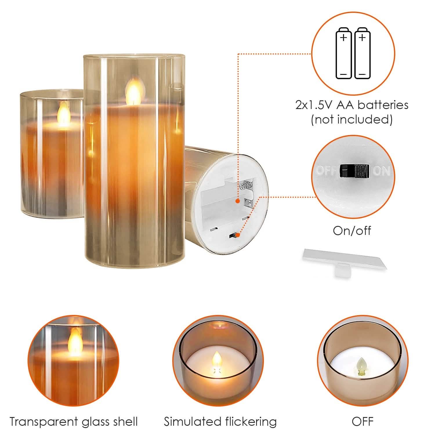 3-Pack: Flameless Battery Operated Candles