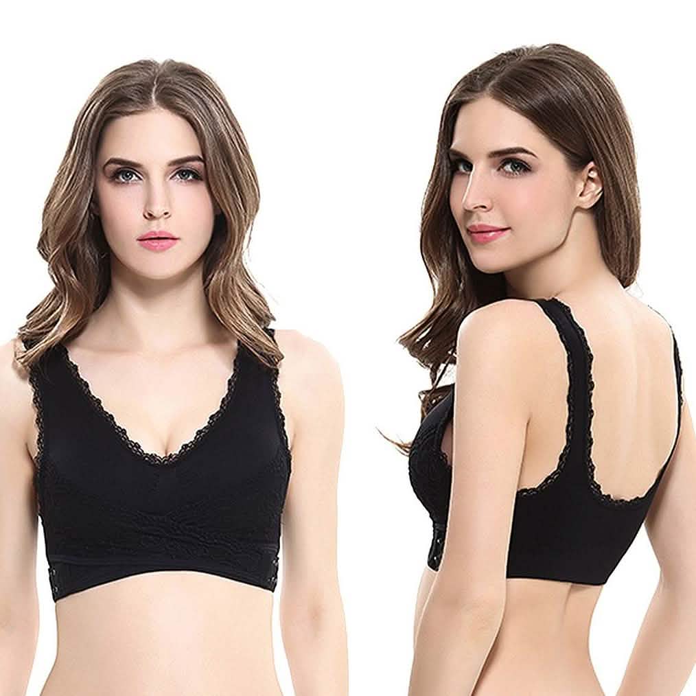 3-Pack: Floral Lace-Paneled Modesty Bras