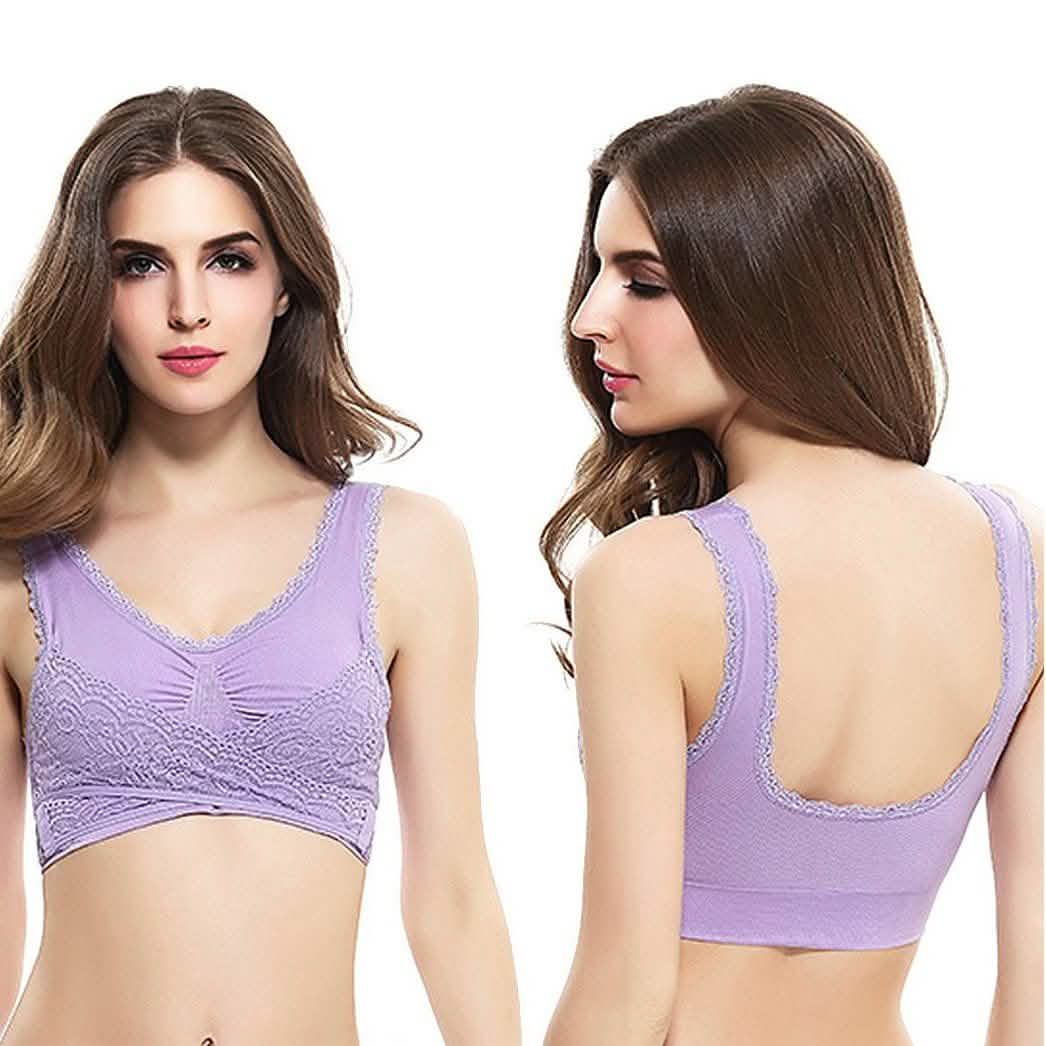 3-Pack: Floral Lace-Paneled Modesty Bras
