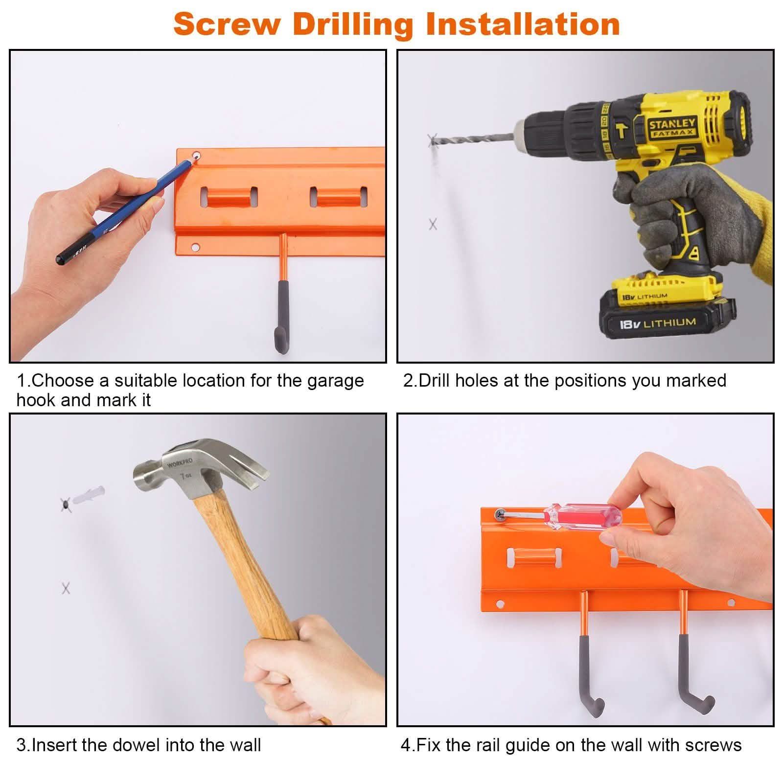 Garden Tool Organizer Wall Mounted Hanger Hooks Home Garage Set