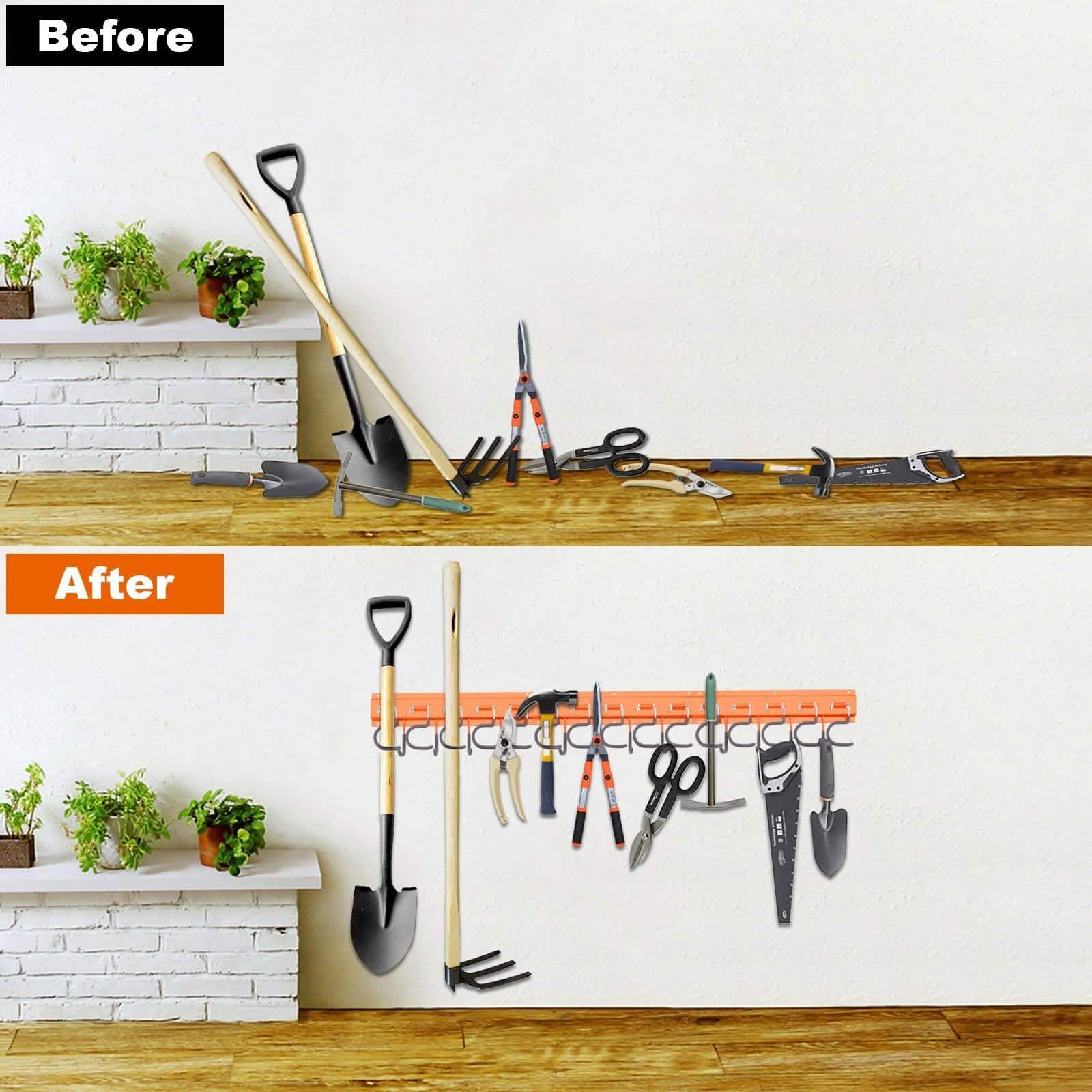 Garden Tool Organizer Wall Mounted Hanger Hooks Home Garage Set