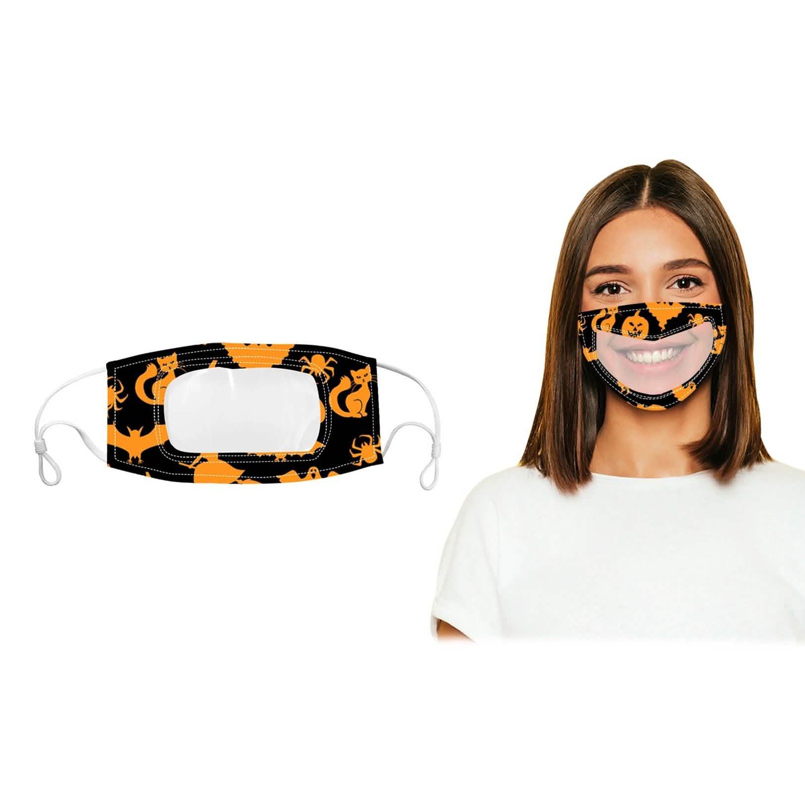 3-Pack: Halloween Edition Smile Communicator Clear Mouth Face Mask