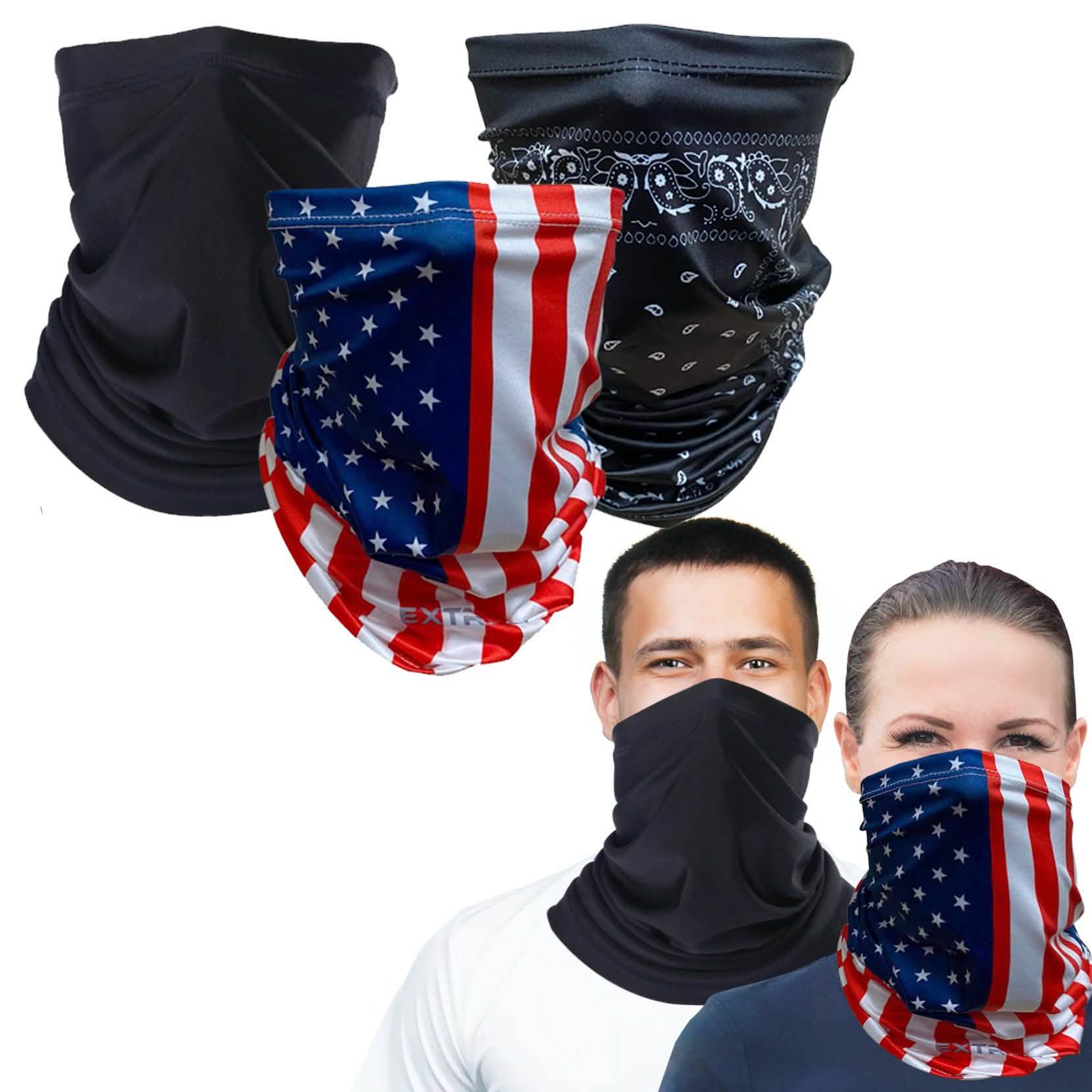 3-Pack: Headband, Bandanas, Scarf, Neck Warmer, Head Wrap, Multi Functional Gaiter