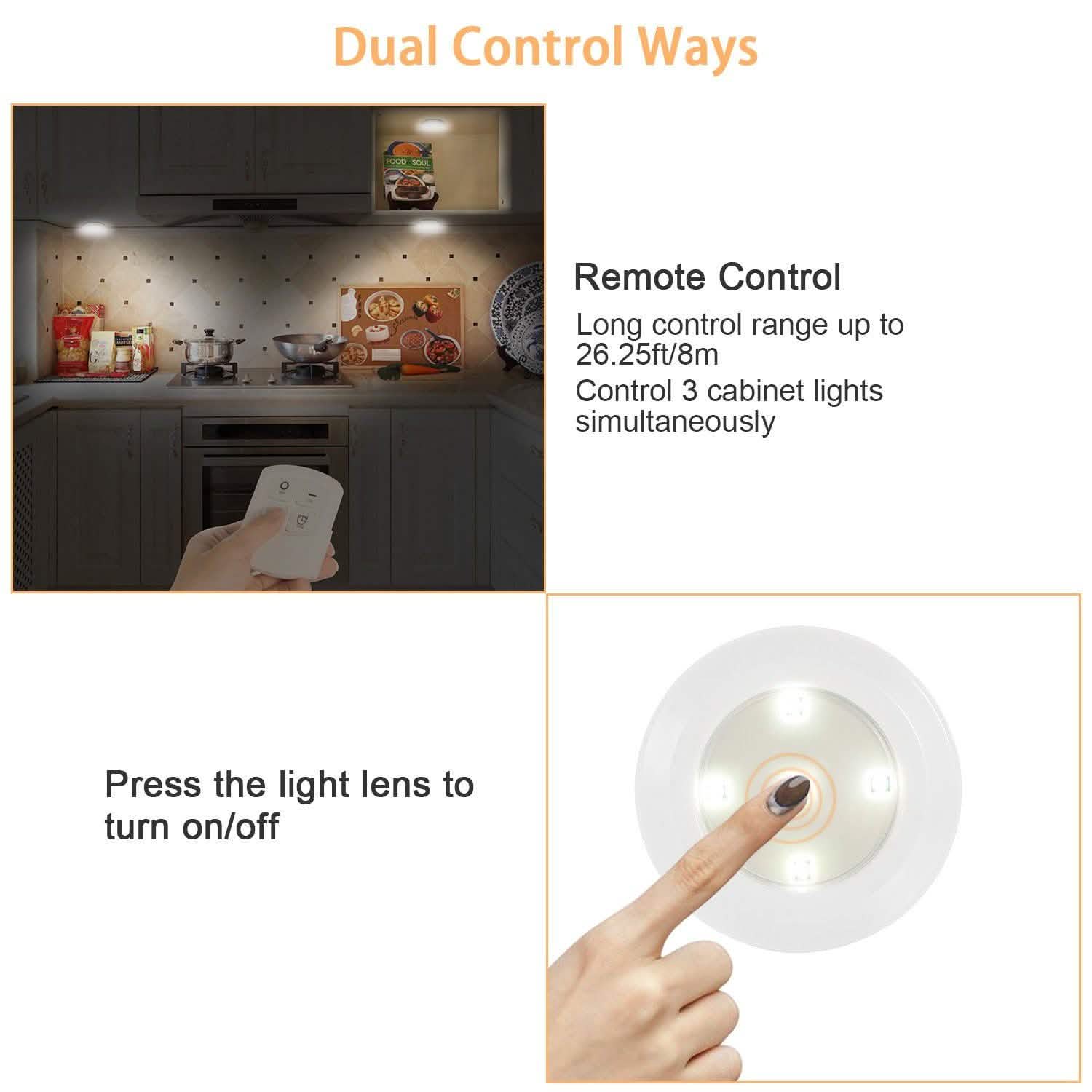 3-Pack: LED Wireless Puck Closet Lights