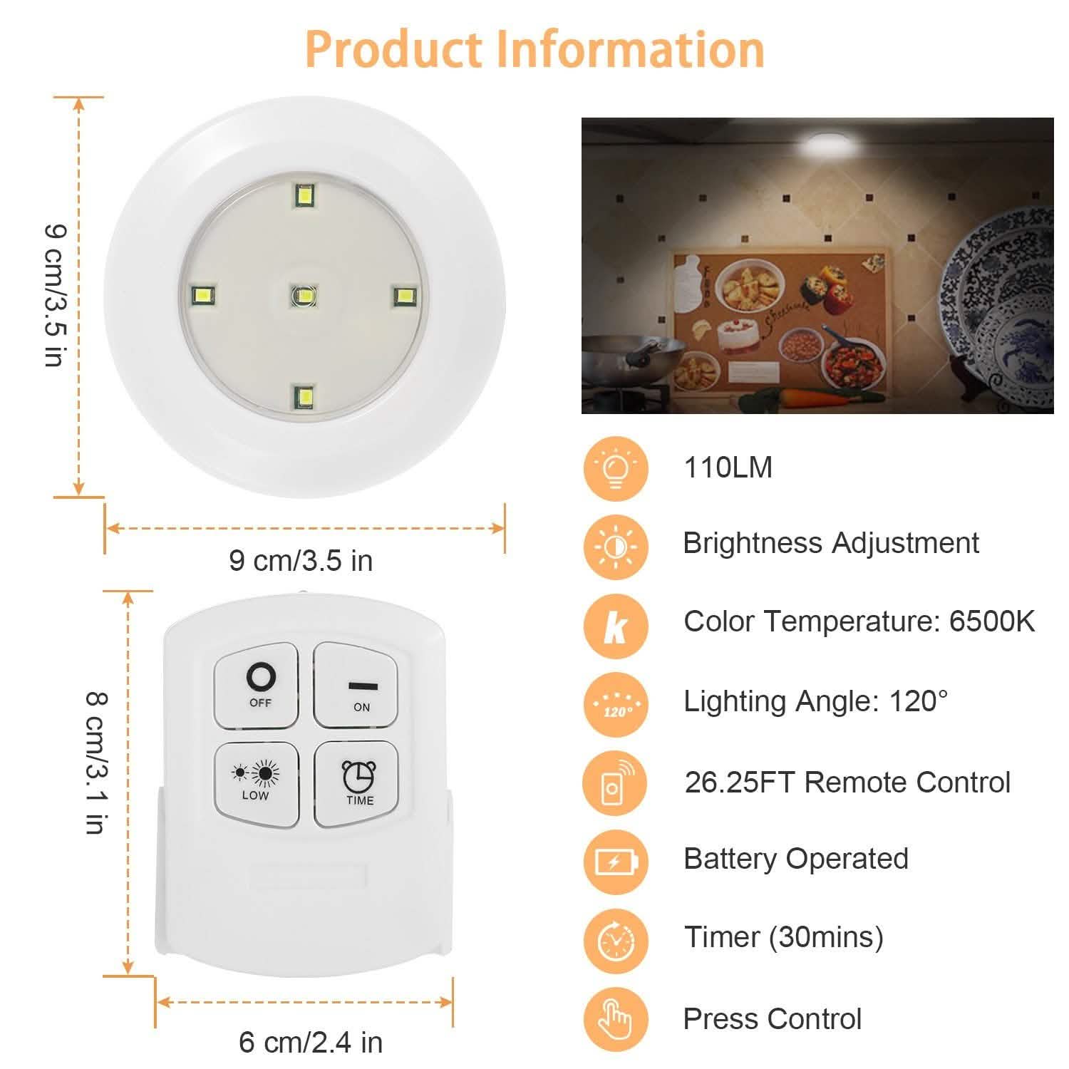 3-Pack: LED Wireless Puck Closet Lights