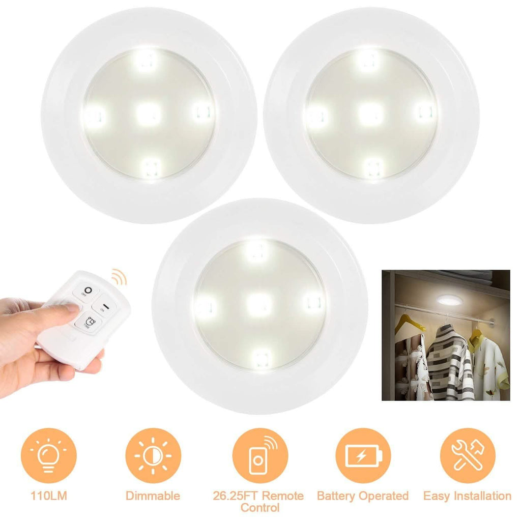 3-Pack: LED Wireless Puck Closet Lights