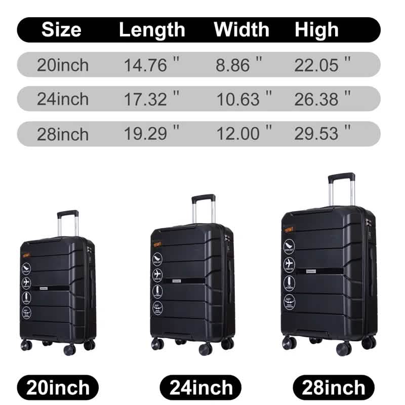 3-Pack: Lightweight Suitcases with TSA Lock