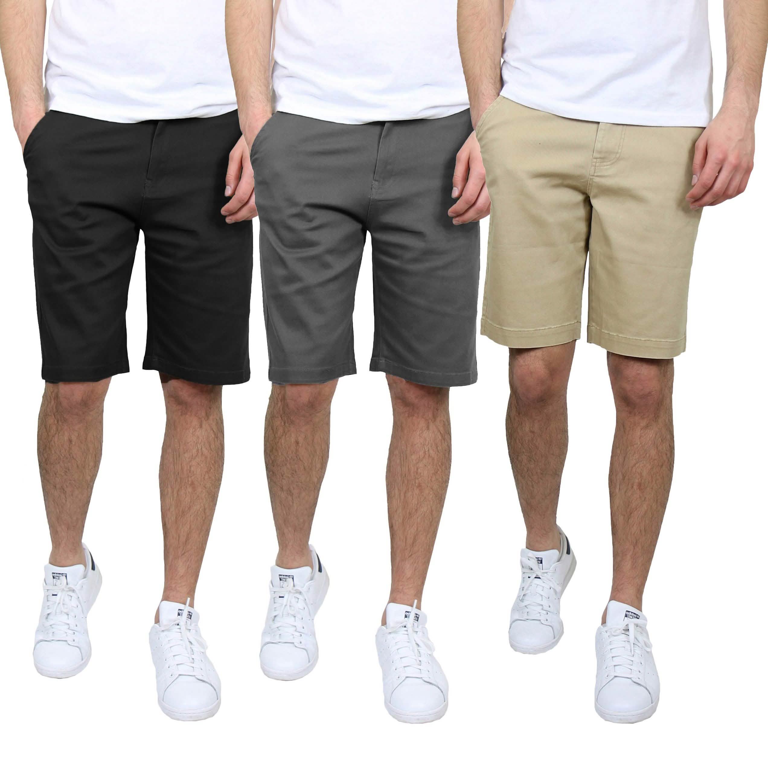 3-Pack: Men's 5-Pocket Flat-Front Slim-Fit Stretch Chino Shorts