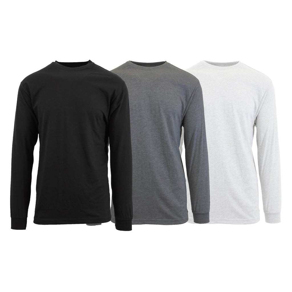 3-Pack: Men's Crew Neck Long Sleeve Classic Tee