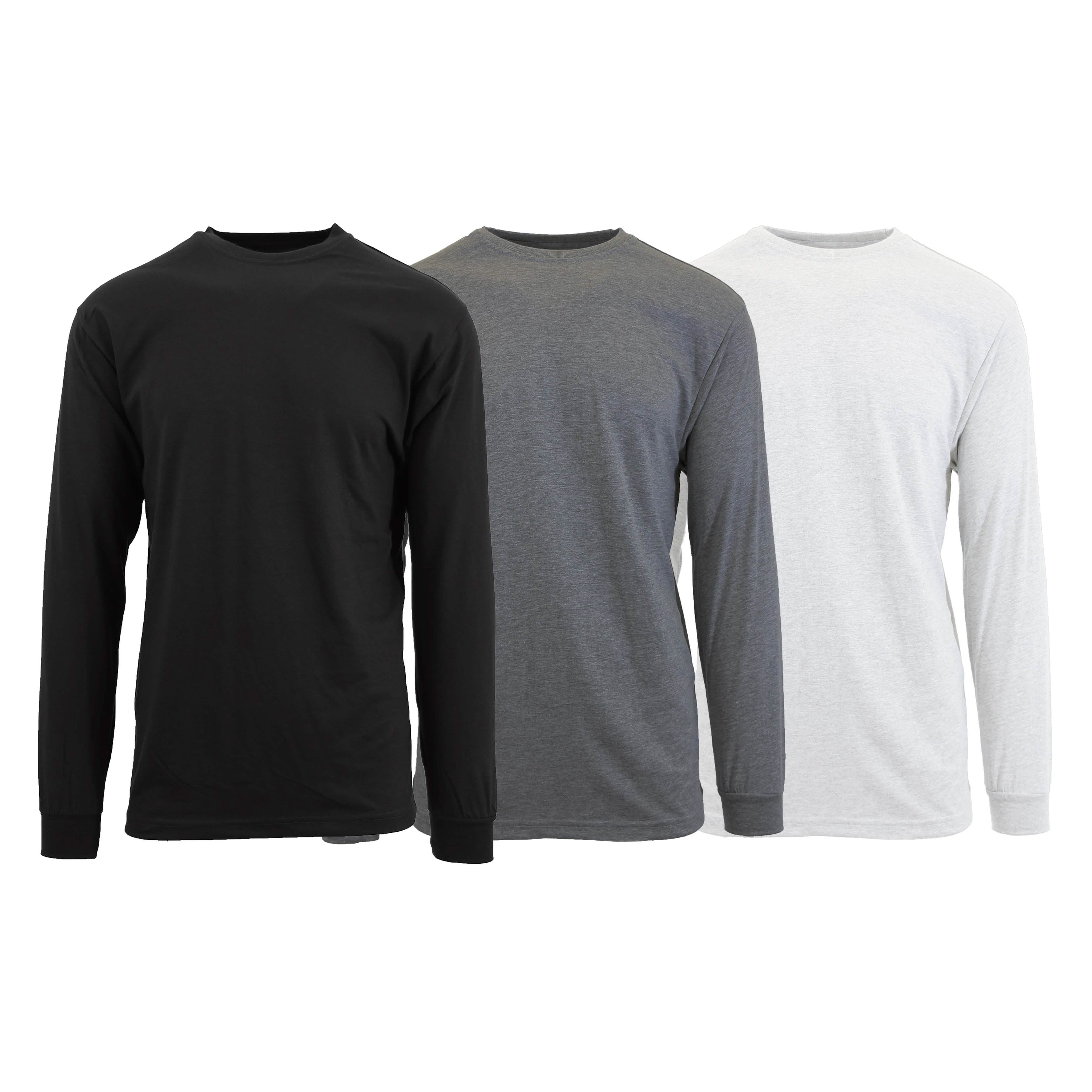 3-Pack: Men's Crew Neck Long Sleeve Classic Tee