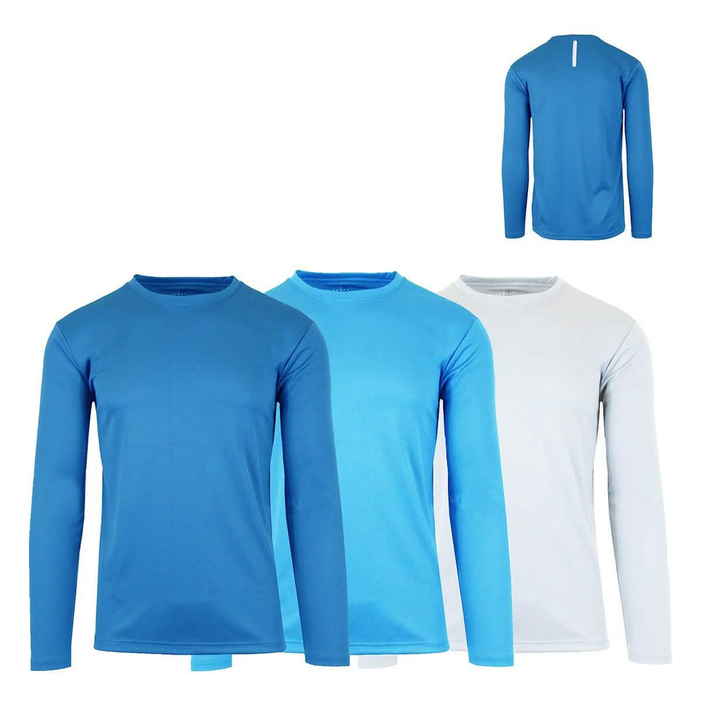 3-Pack: Men's Moisture Wicking Long Sleeve Performance Tagless Tee