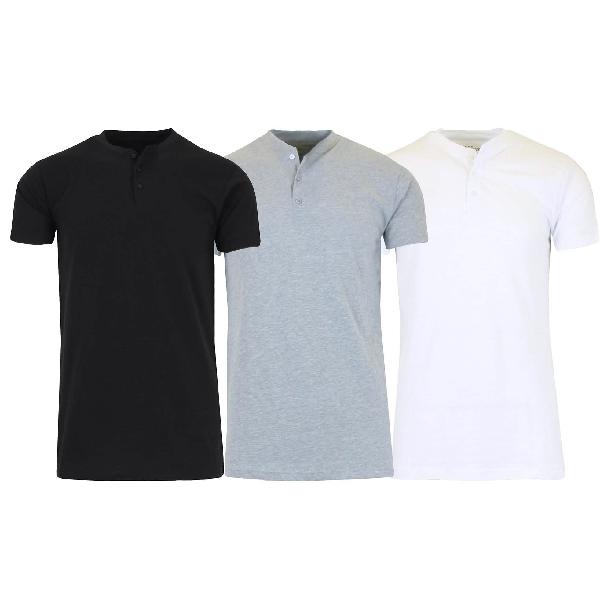 3-Pack Men's Slim Fitting Short Sleeve Henley Slub Tee