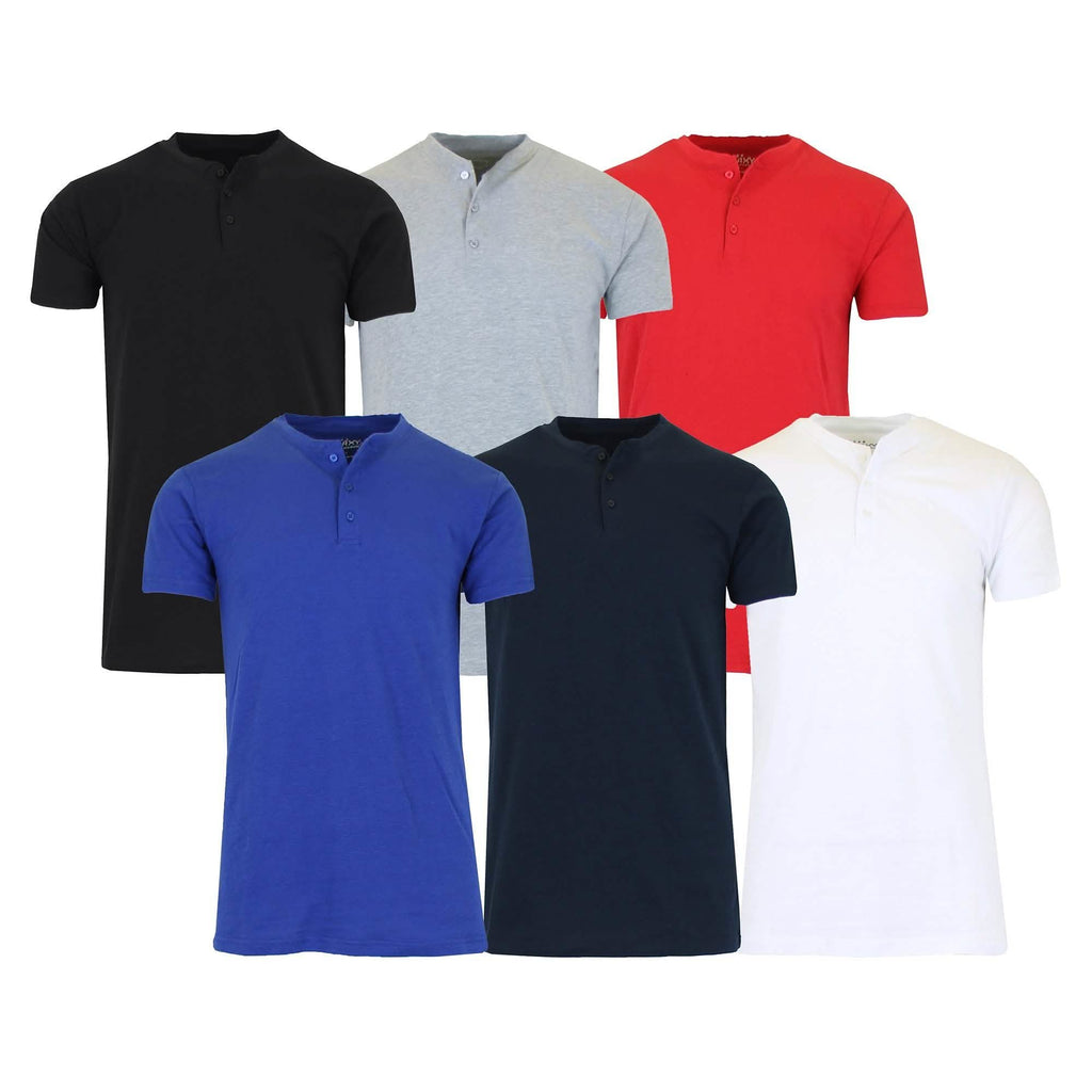 3-Pack Men's Slim Fitting Short Sleeve Henley Slub Tee