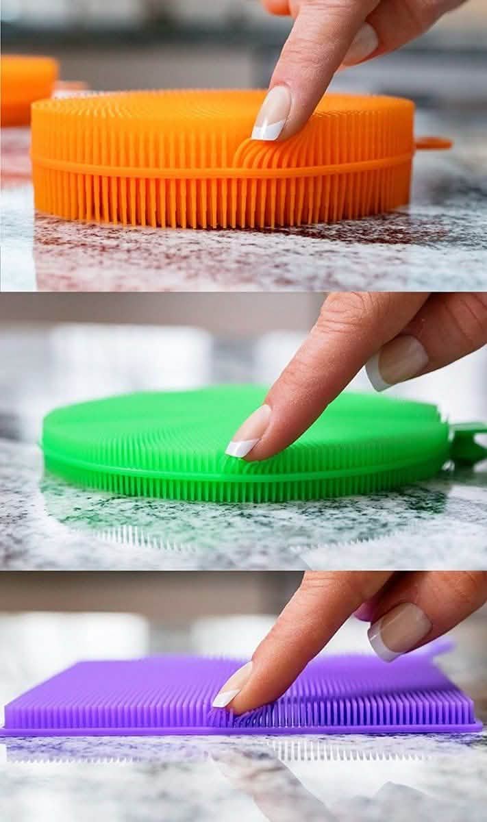 3-Pack: Multi-colored Textured Silicone Sponges - As Seen on TV Better Sponge