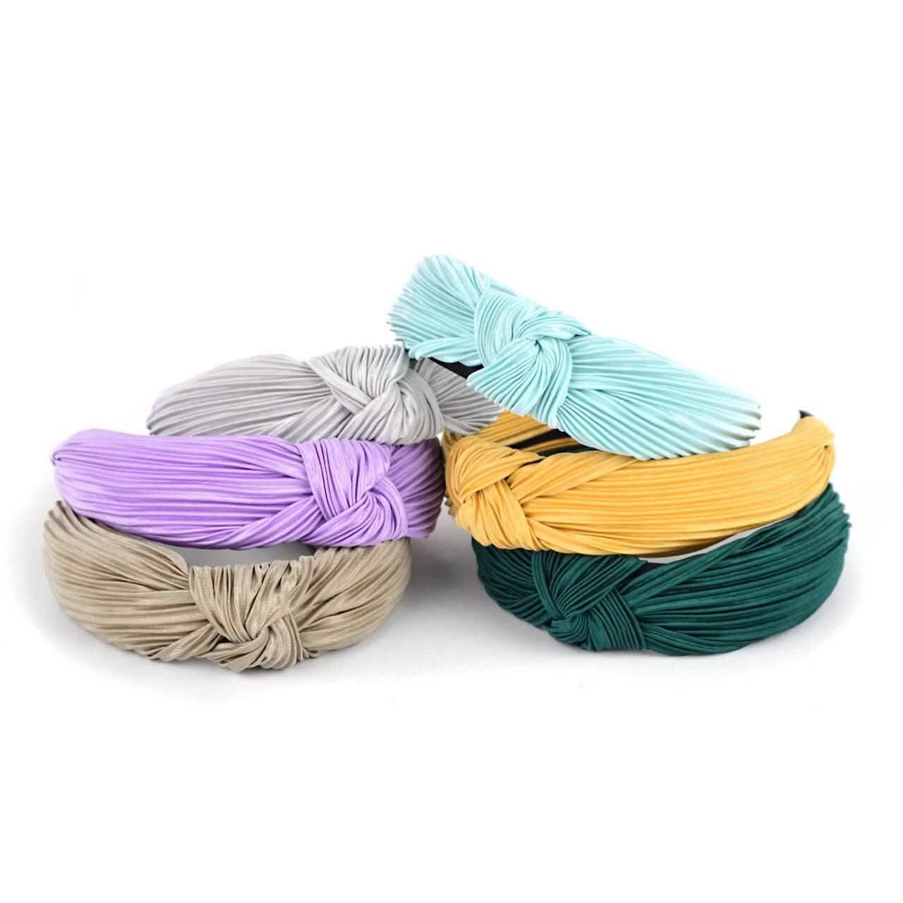 3-Pack: Pleated Solid "C" Shaped Head Band